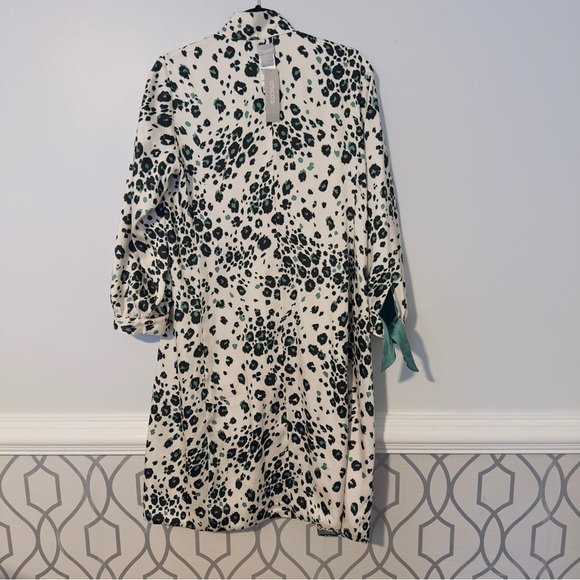 NWT Chico's Size 1 USA 8/10 Satin Silk Robe Dressing gown Duster Kimono Green Wh - Picture 7 of 16